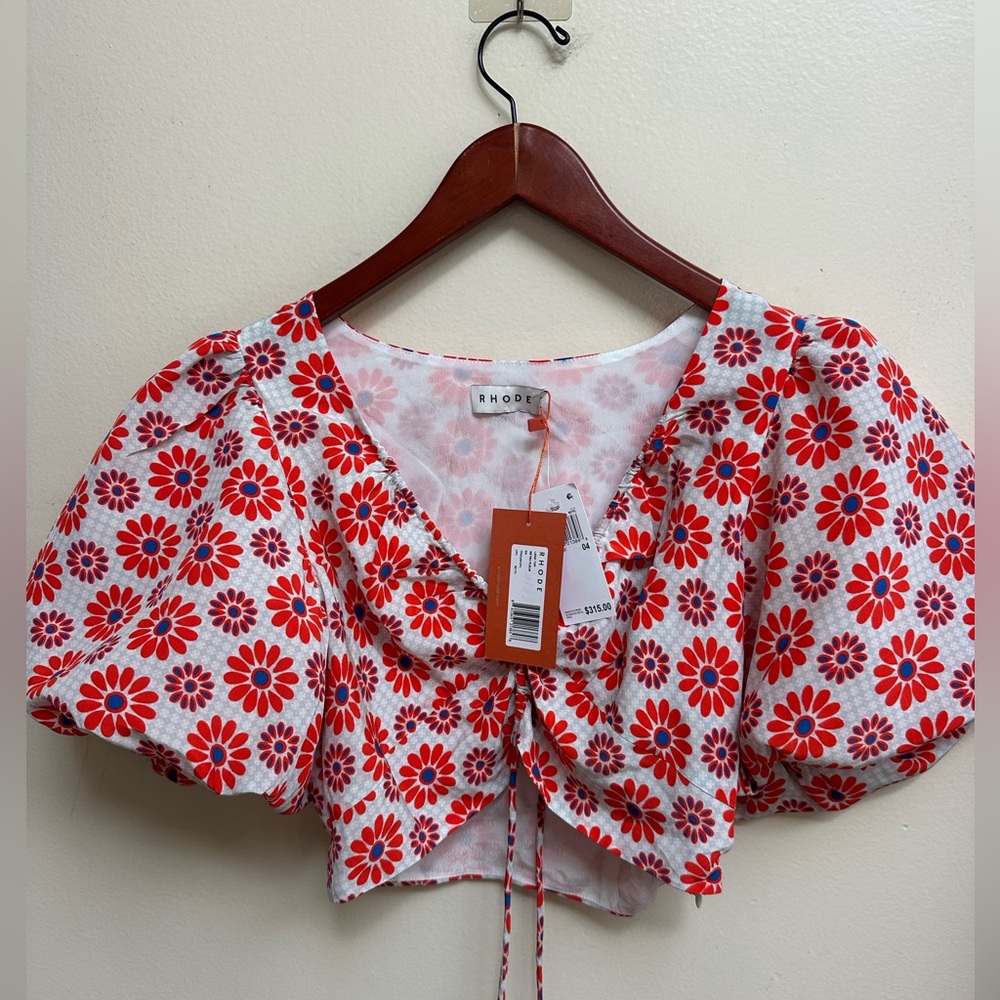NWT Rhode Lana Floral Puff Sleeve Top